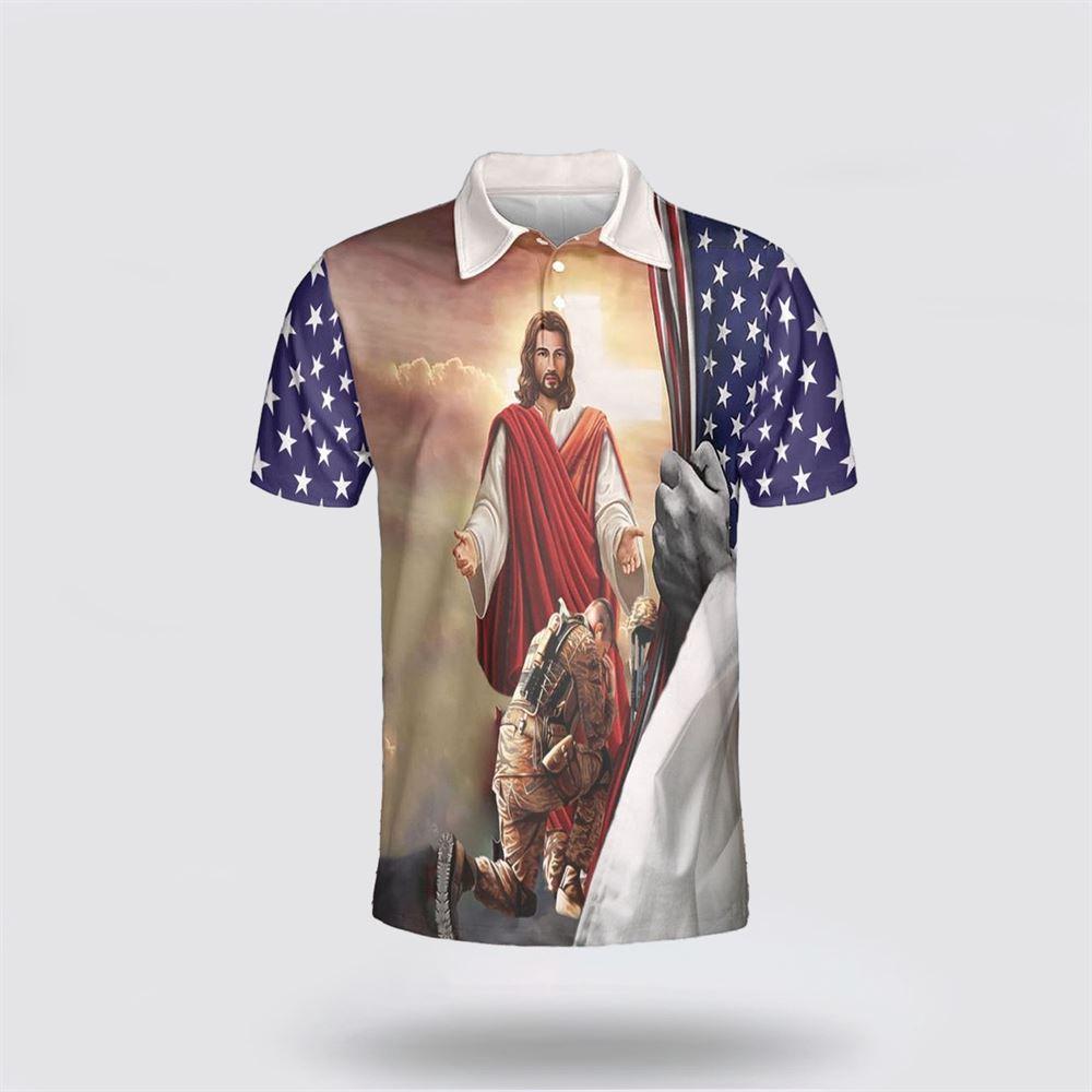 Veteran And Jesus American Flag Polo Shirts – Gifts For Christian Families Veteran And Jesus American Flag Polo Shirts – Gifts For Christian Families