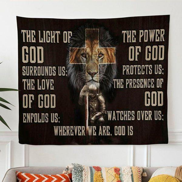 Warrior Lion Of Judah Tapestry Warrior Prayer For Protection Tapestry Wall Art Print – Gifts For Christian Families