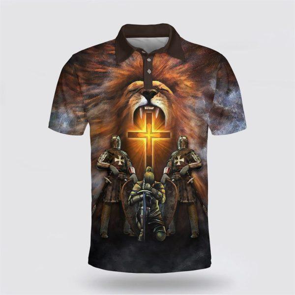 Warrior Of Christ Lion Cross Polo Shirt – Gifts For Christian Families