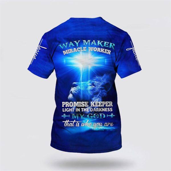 Way Maker Miracle Worker Lion Cross All Over Print 3D T Shirt – Gifts For Christian Couples