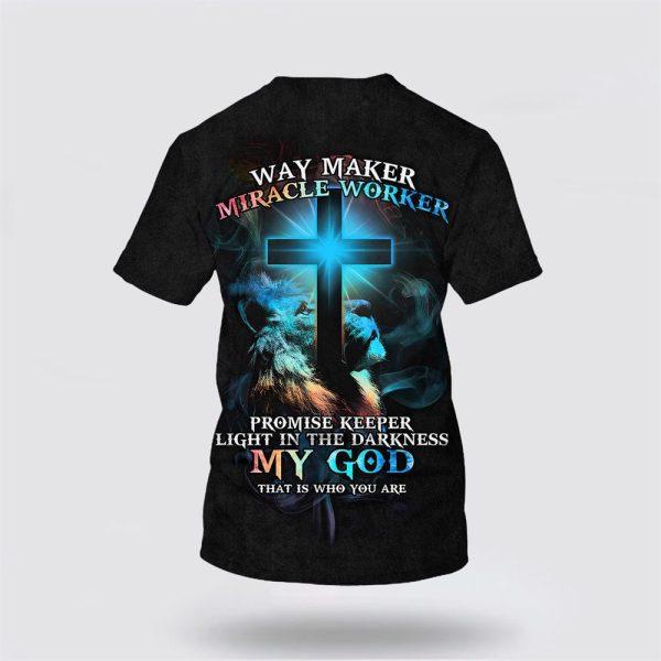 Way Maker Miracle Worker Lion Cross All Over Print 3D T Shirt – Gifts For Christians