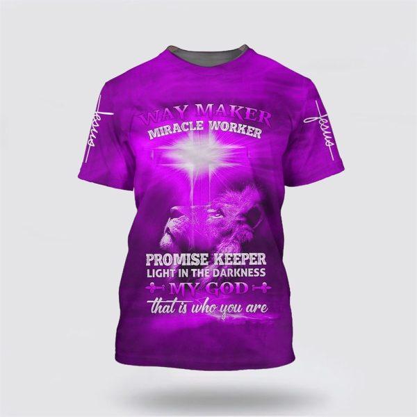 Way Maker Miracle Worker Lion Cross All Over Print 3D T Shirt – Gifts For Jesus Lovers
