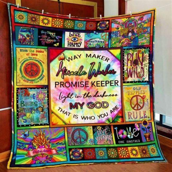 Way Maker Miracle Worker Promise Keeper Light In The Darkness Hippie Christian Quilt Blanket – Christian Gift For Believers