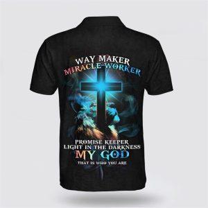 Way Maker Miracle Worker Promise Keeper Light Lion And Cross Polo Shirt Gifts For Christian Families 2 yrlre3.jpg
