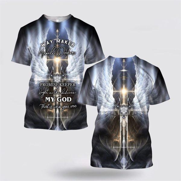 Way Marker Cross With Wings Jesus All Over Print 3D T Shirt – Gifts For Christians