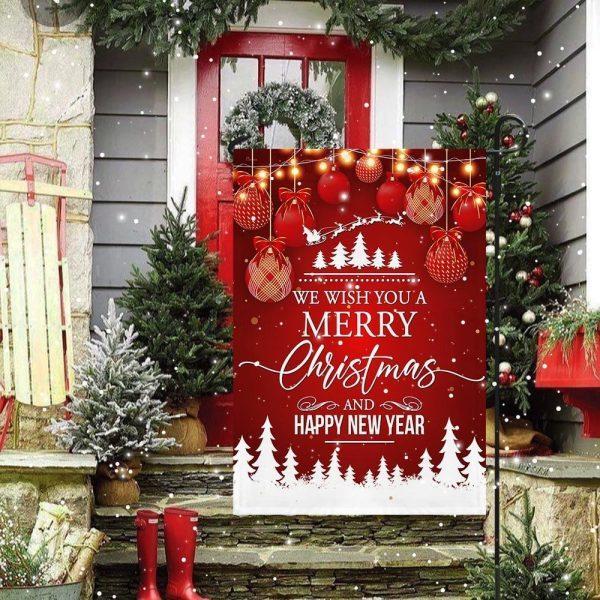 We Wish You A Merry Christmas And Happy New Year Flag – Christmas Flag Outdoor Decoration