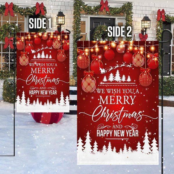 We Wish You A Merry Christmas And Happy New Year Flag – Christmas Flag Outdoor Decoration
