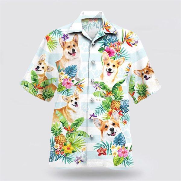 Welsh Corgi Dog Pineapple Flower Pattern Hawaiian Shirt – Dog Lover Hawaiian Shirts
