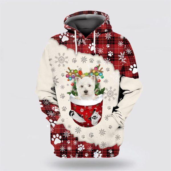 West Highland White Terrier In Snow Pocket Merry Christmas All Over Print 3D Hoodie – Dog Lover Christmas Hoodie