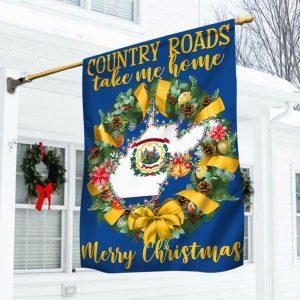 West Virginia Merry Christmas Country Roads Take Me Home Flag 1