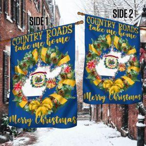 West Virginia Merry Christmas Country Roads Take Me Home Flag 2
