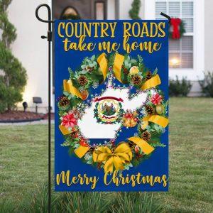 West Virginia Merry Christmas Country Roads Take Me Home Flag 3