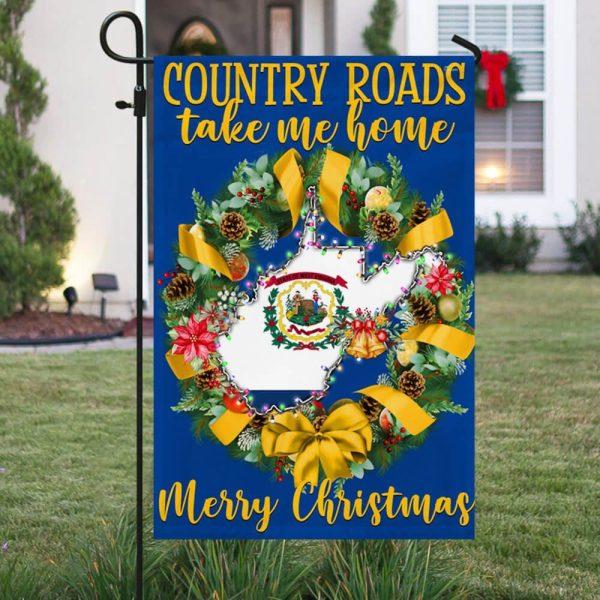 West Virginia Merry Christmas Country Roads Take Me Home Flag – Christmas Flag Outdoor Decoration
