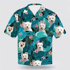 Westie Dog On The Green Tropic Background…