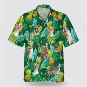 Whippet Dog Leaves Green Tropic Pattern Hawaiian…