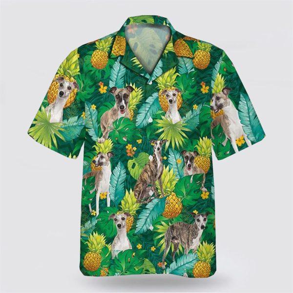 Whippet Dog Leaves Green Tropic Pattern Hawaiian Shirt – Gift For Dog Lover