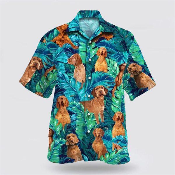 Wirehaired Vizsla Dog Leaves Tropic Pattern Hawaiian Shirt – Dog Lover Hawaiian Shirts