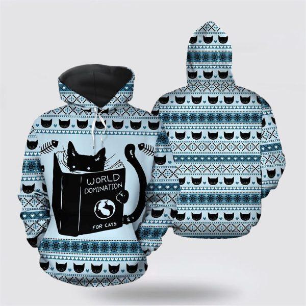 World Domination For Cats Christmas All Over Print Hoodie – Cat Lover Christmas Hoodie