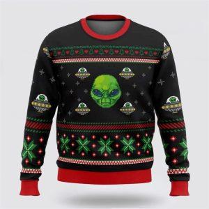 Xmas Alien With A UFO Ugly Sweater…