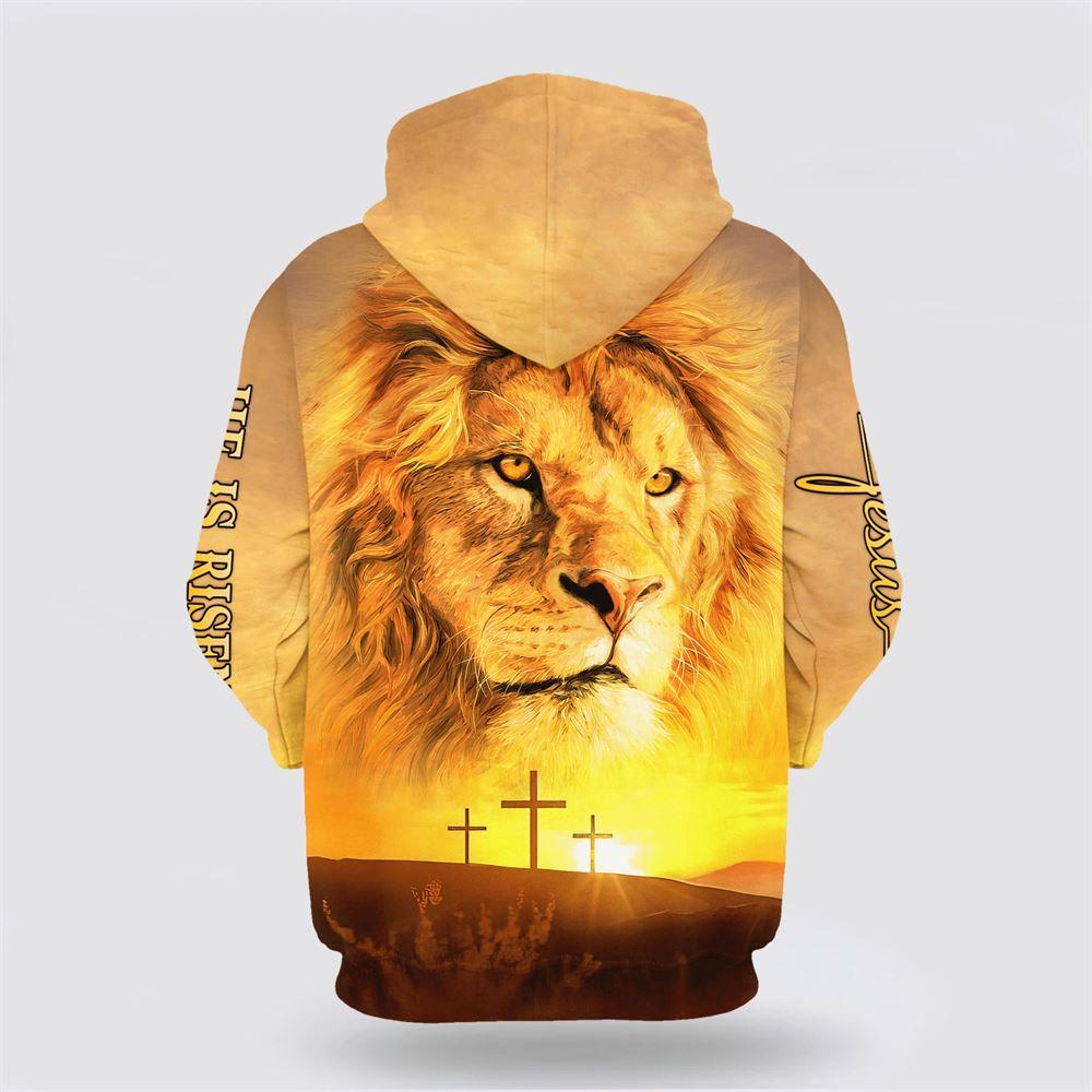 Yellow Lion Face The Cross He Iss Risen All Over Print 3D Hoodie – Gifts For Jesus Lovers