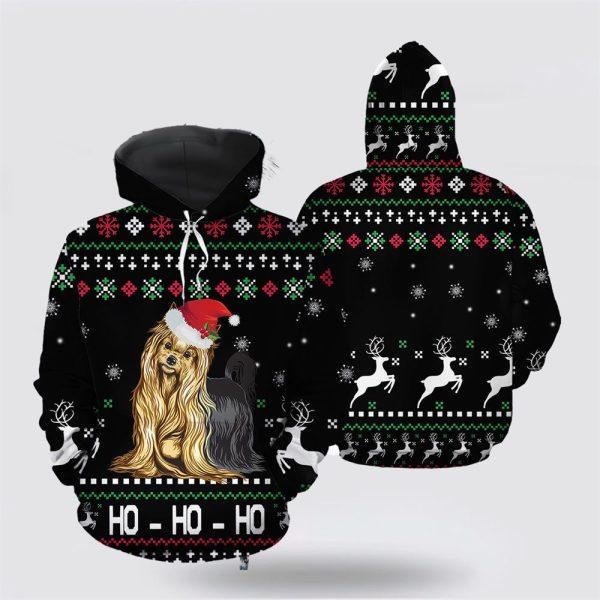 Yorkshire Terrier Hohoho Christmas All Over Print 3D Hoodie – Pet Lover Christmas Hoodie