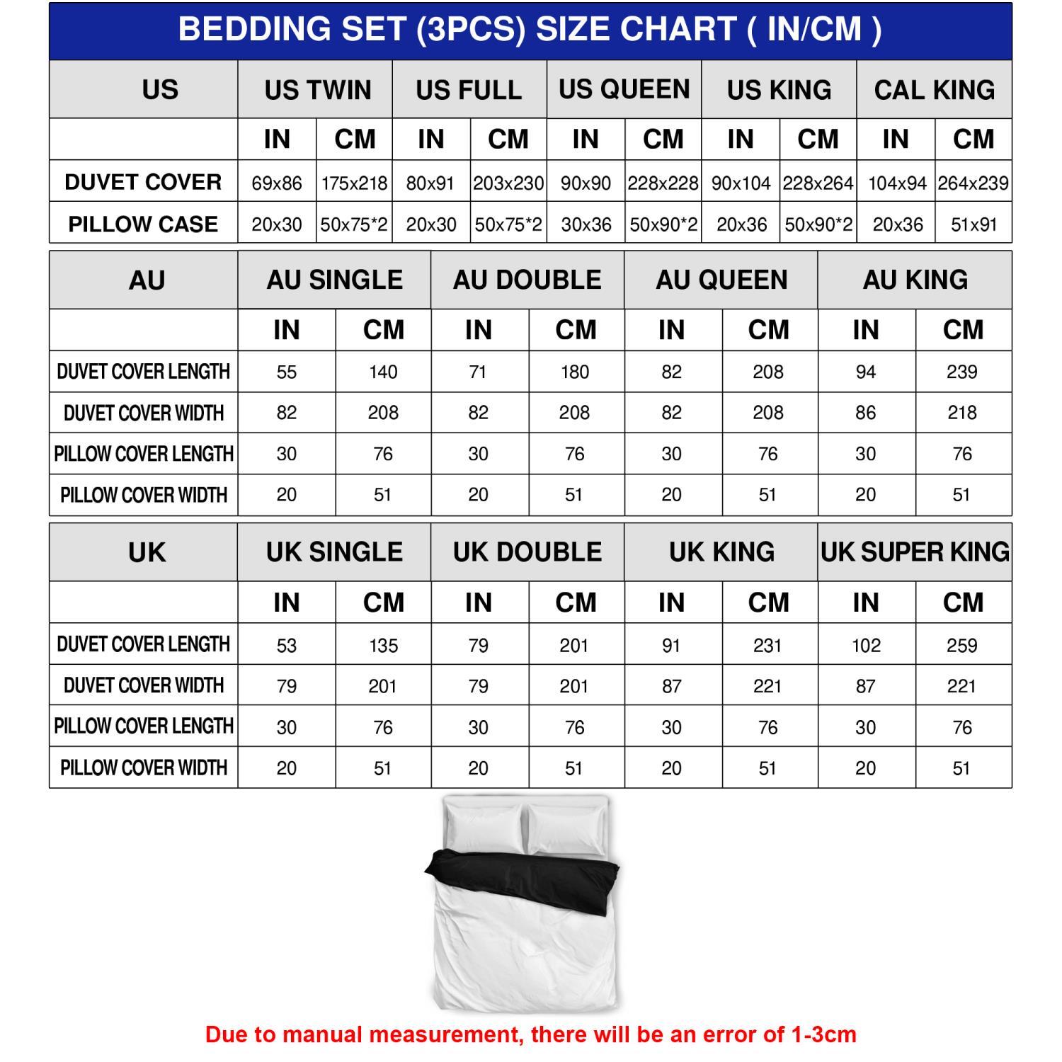 Bedding Set Size Chart