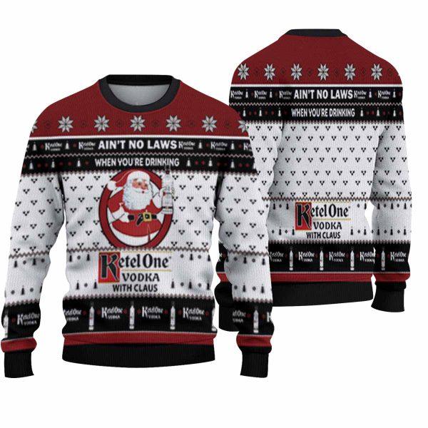 Ketel One Vodka With Claus Ugly Christmas Sweater Unisex Knit Wool Ugly Sweater – Christmas Gifts For Frends