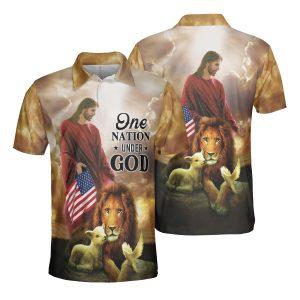 One Nation Under God Jesus Polo Shirts - Gifts For Christian Families