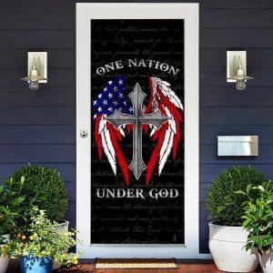 American Christian Cross Door Cover, One Nation…
