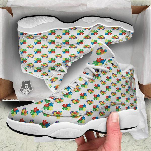 Autism Basketball Shoes, Autism Awareness Heart Print Pattern Basketball Shoes, Autism Shoes, Autism Awareness Shoes