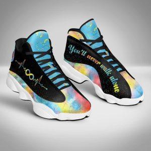 Autism Basketball Shoes, Autism Infinity You Will Never Walk Alone Basketball Shoes, Autism Shoes, Autism Awareness Shoes