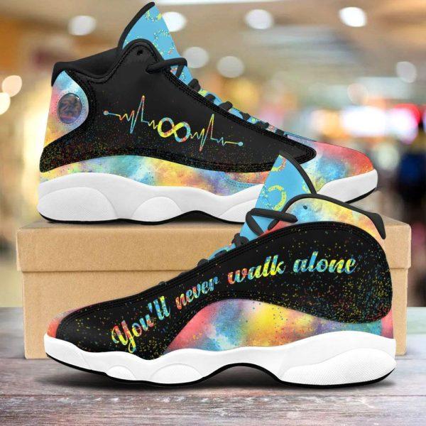 Autism Basketball Shoes, Autism Infinity You Will Never Walk Alone Basketball Shoes, Autism Shoes, Autism Awareness Shoes