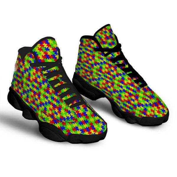 Autism Basketball Shoes, Awareness Jigsaw Colorful Autism Print Basketball Shoes, Autism Shoes, Autism Awareness Shoes