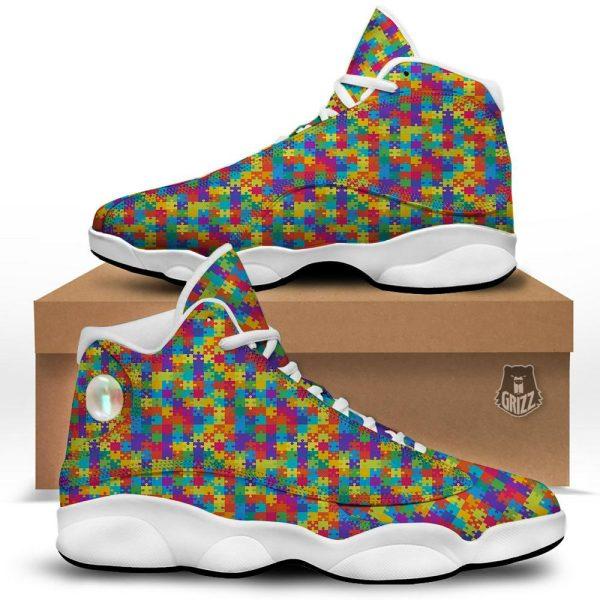 Autism Basketball Shoes, Awareness Puzzle Colorful Autism Print Basketball Shoes, Autism Shoes, Autism Awareness Shoes