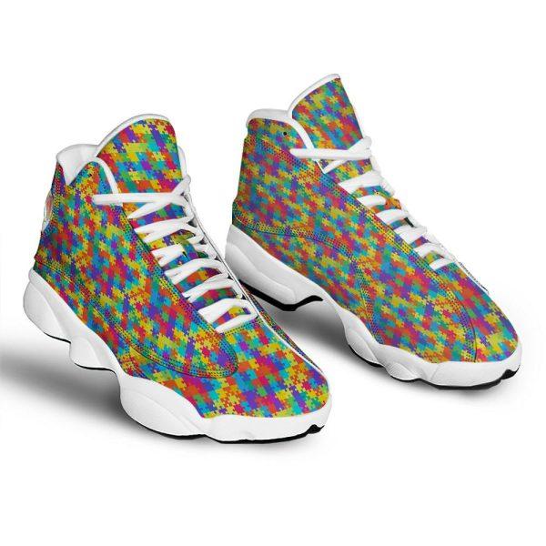 Autism Basketball Shoes, Awareness Puzzle Colorful Autism Print Basketball Shoes, Autism Shoes, Autism Awareness Shoes