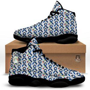 Autism Basketball Shoes, Blue Autism Awarenes Print Pattern Basketball Shoes, Autism Shoes, Autism Awareness Shoes