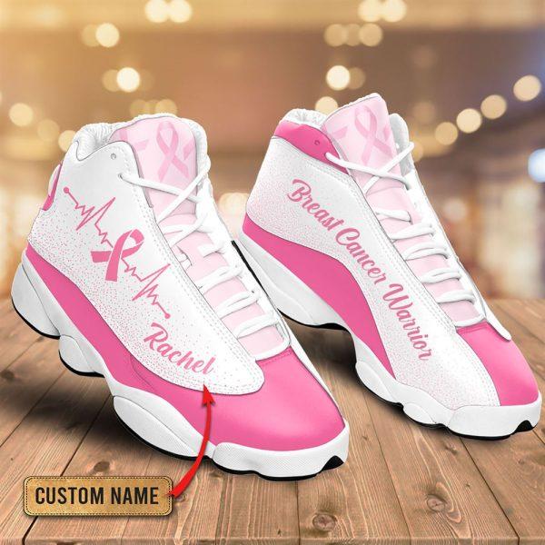 Breast Cancer Basketball Shoes, Custom Name Breast Cancer Warrior Basketball Shoes, Breast Cancer Shoes