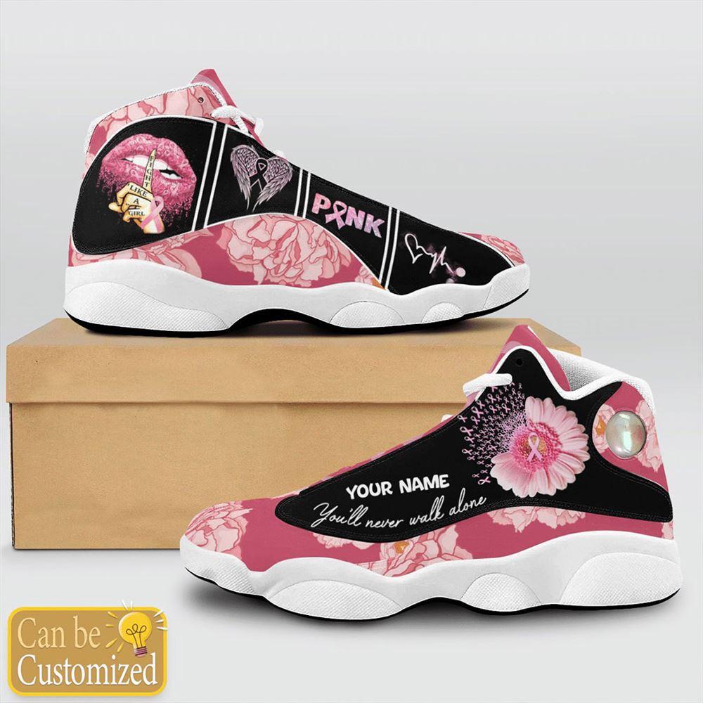 Custom Name Breast Cancer Awareness Pink Air Jordan 13 Shoes For