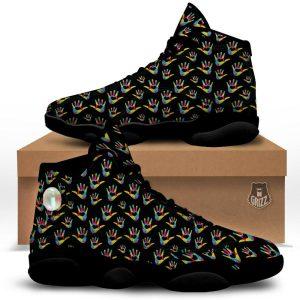 Autism Basketball Shoes, Hand Shaped Autism Day Print Pattern Basketball Shoes, Autism Shoes, Autism Awareness Shoes