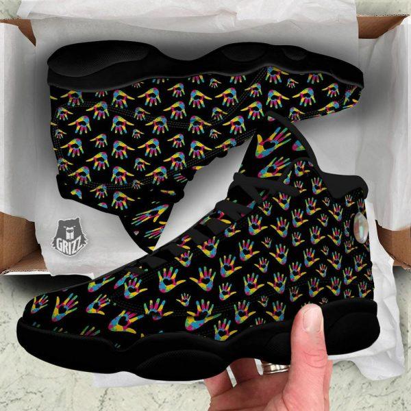 Autism Basketball Shoes, Hand Shaped Autism Day Print Pattern Basketball Shoes, Autism Shoes, Autism Awareness Shoes