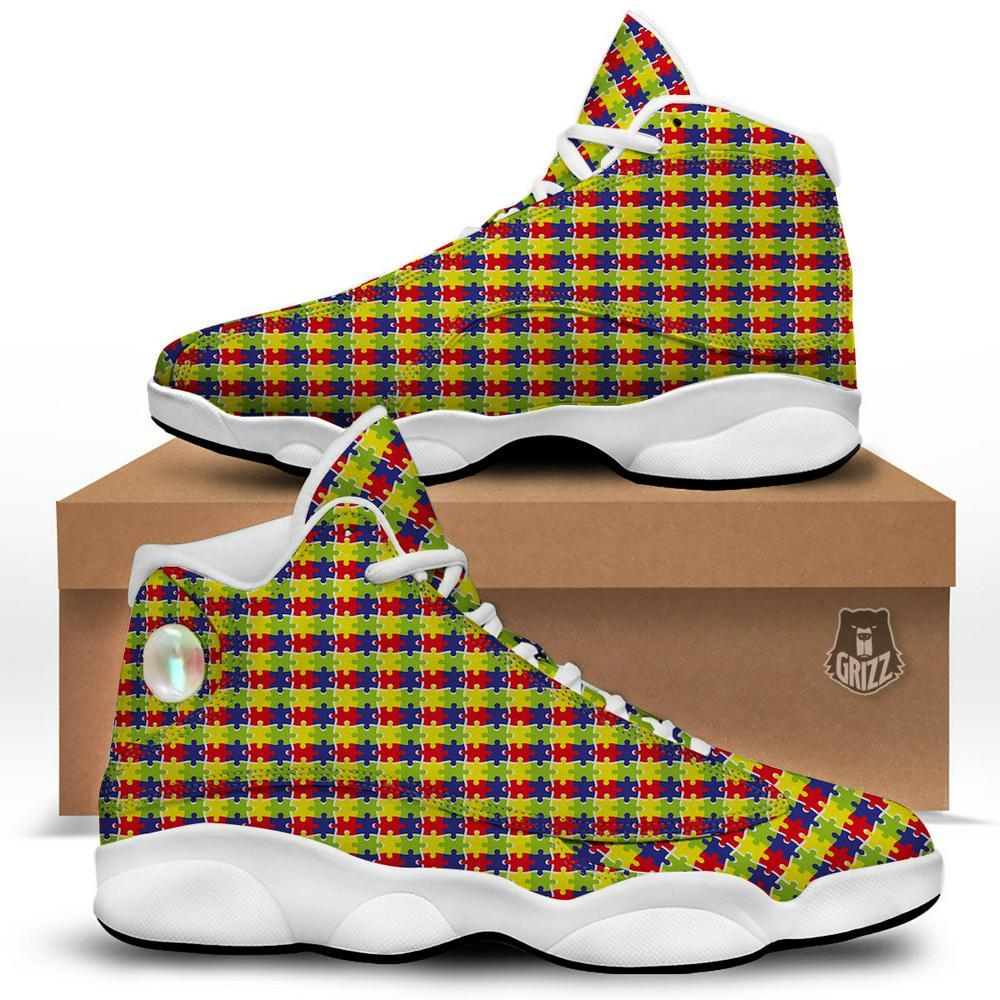 Autism Basketball Shoes, Jigsaw Autism Awareness Print Basketball Shoes, Autism Awareness Shoes