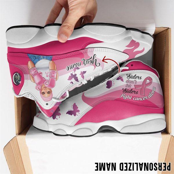 Breast Cancer Basketball Shoes, Personalised Fight Cancer Alone Basketball Shoes, Breast Cancer Shoes
