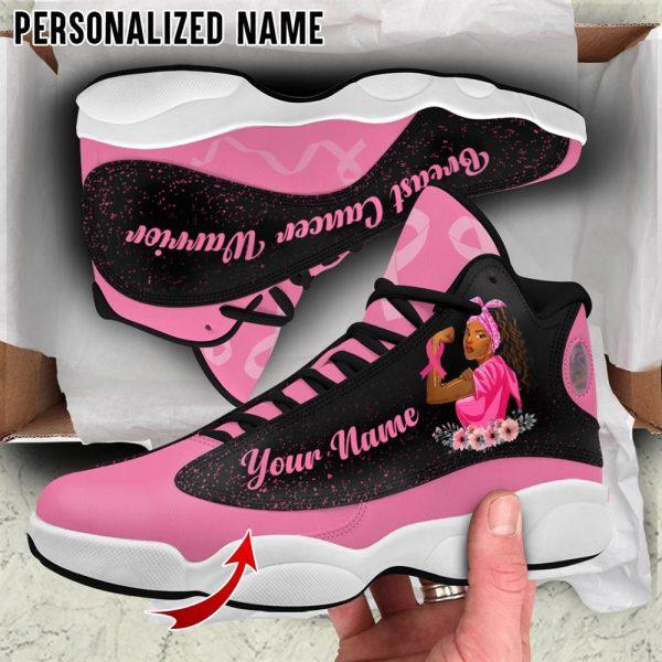 Breast Cancer Basketball Shoes, Personalised Name Breast Cancer Warrior Basketball Shoes, Breast Cancer Shoes