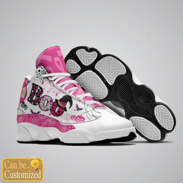 Breast Cancer Basketball Shoes, Personalized Name Breast Cancer Awareness Boo Basketball Shoes, Breast Cancer Shoes