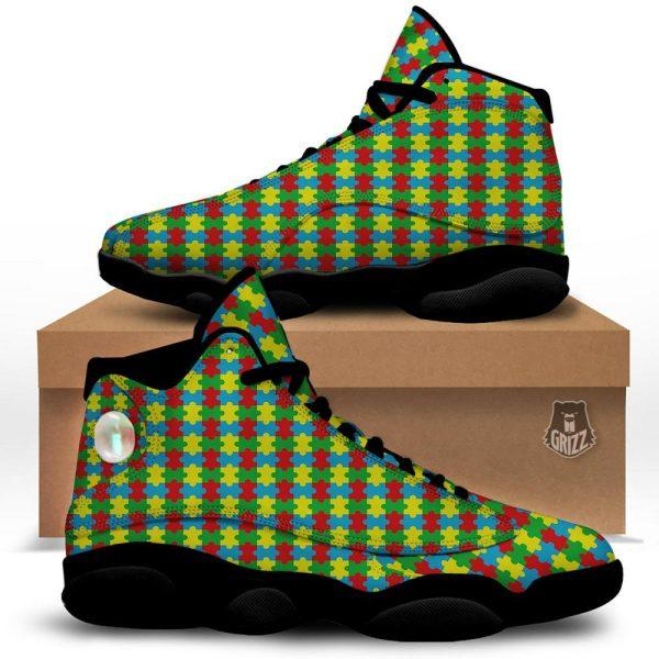 Autism Basketball Shoes, Puzzle Autism Awareness Print Pattern Basketball Shoes, Autism Shoes, Autism Awareness Shoes