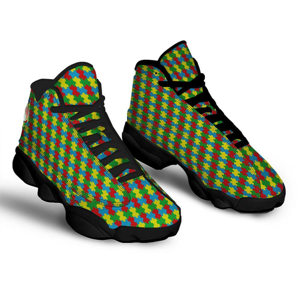 Autism Basketball Shoes, Puzzle Autism Awareness Print Pattern Basketball Shoes, Autism Shoes, Autism Awareness Shoes