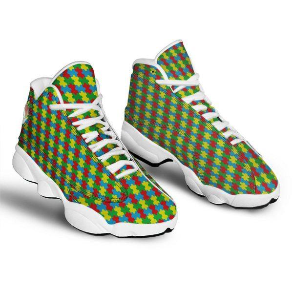 Autism Basketball Shoes, Puzzle Autism Awareness Print Pattern Basketball Shoes, Autism Shoes, Autism Awareness Shoes
