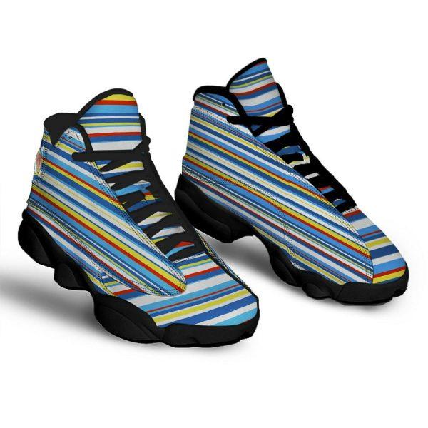 Autism Basketball Shoes, Stripe Autism Awareness Color Print Pattern Basketball Shoes, Autism Shoes, Autism Awareness Shoes