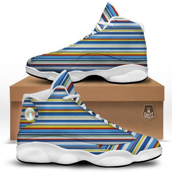Autism Basketball Shoes, Stripe Autism Awareness Color Print Pattern Basketball Shoes, Autism Shoes, Autism Awareness Shoes