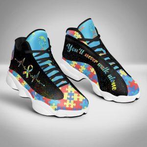 Autism Basketball Shoes, You Will Never Walk Alone Autism Basketball Shoes, Autism Shoes, Autism Awareness Shoes